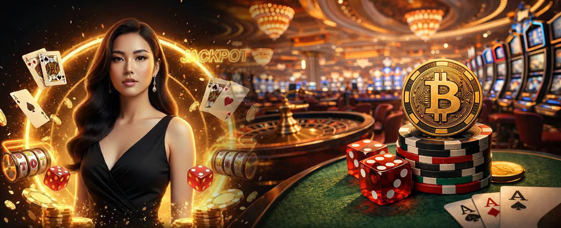Dynamic background of various online casino games and sports betting action.